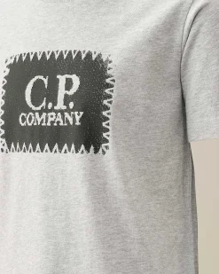 C.P. Company U16 Cotton Jersey 30/1 Label Style Logo T-Shirt Grey Melange Best Sale