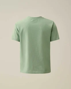 C.P. Company U16 Cotton Jersey 30/1 Label Style Logo T-Shirt Green Bay Cheap