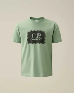 C.P. Company U16 Cotton Jersey 30/1 Label Style Logo T-Shirt Green Bay Cheap