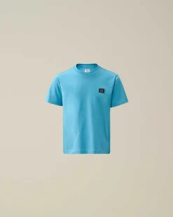 C.P. Company U16 Cotton Jersey 30/1 Logo T-Shirt Niagara-Blue Cheap