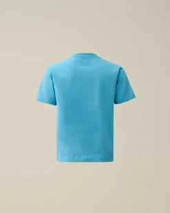 C.P. Company U16 Cotton Jersey 30/1 Logo T-Shirt Niagara-Blue Discount