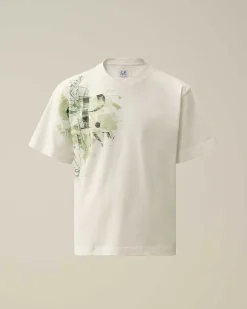 C.P. Company U16 Cotton Jersey 30/1 Maxi Logo T-Shirt Gauze White Online