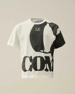 C.P. Company U16 Cotton Jersey 30/1 Oversized Graphic T-Shirt Gauze White Sale