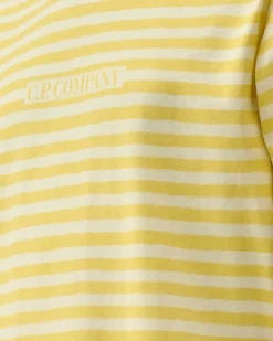 C.P. Company U16 Cotton Jersey 30/1 Striped T-Shirt Sulphur-Yellow Clearance