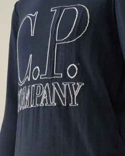 C.P. Company U16 Cotton Logo Knit Total Eclipse-Blue Best