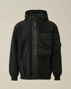 C.P. Company U16 Cotton Mixed Hooded Knit Black Best Sale