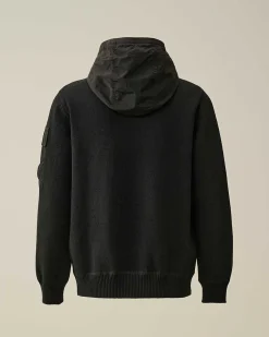 C.P. Company U16 Cotton Mixed Hooded Knit Black Best Sale