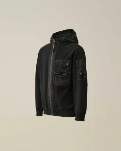 C.P. Company U16 Cotton Mixed Hooded Knit Black Sale
