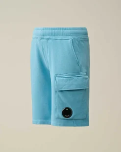 C.P. Company U16 Diagonal Fleece Cargo Shorts Niagara-Blue Best Sale