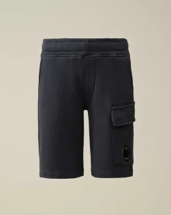 C.P. Company U16 Diagonal Fleece Cargo Shorts Total Eclipse-Blue Discount