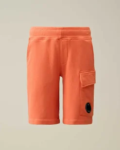 C.P. Company U16 Diagonal Fleece Cargo Shorts Gold Flame-Orange Online