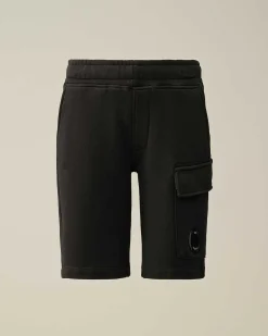 C.P. Company U16 Diagonal Fleece Cargo Shorts Black Sale