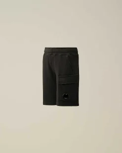 C.P. Company U16 Diagonal Fleece Cargo Shorts Black Hot
