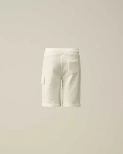 C.P. Company U16 Diagonal Fleece Cargo Shorts Gauze White Store