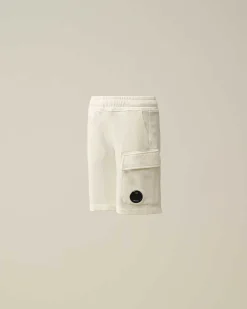 C.P. Company U16 Diagonal Fleece Cargo Shorts Gauze White Store