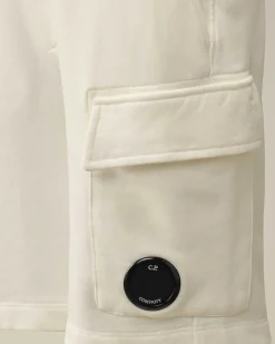 C.P. Company U16 Diagonal Fleece Cargo Shorts Gauze White Store