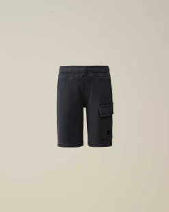 C.P. Company U16 Diagonal Fleece Cargo Shorts Total Eclipse-Blue Sale