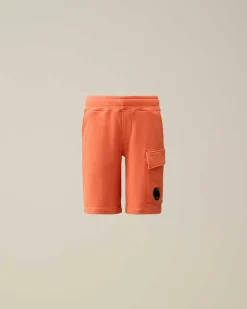 C.P. Company U16 Diagonal Fleece Cargo Shorts Gold Flame-Orange Fashion