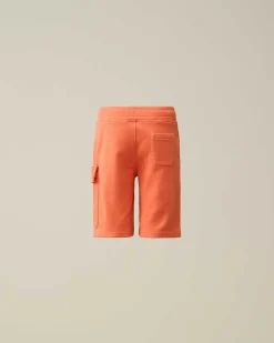 C.P. Company U16 Diagonal Fleece Cargo Shorts Gold Flame-Orange Fashion