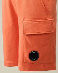 C.P. Company U16 Diagonal Fleece Cargo Shorts Gold Flame-Orange Fashion