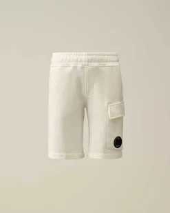 C.P. Company U16 Diagonal Fleece Cargo Shorts Gauze White Shop