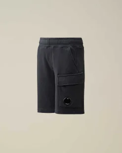 C.P. Company U16 Diagonal Fleece Cargo Shorts Total Eclipse-Blue Cheap