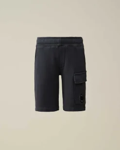 C.P. Company U16 Diagonal Fleece Cargo Shorts Total Eclipse-Blue Cheap