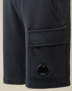 C.P. Company U16 Diagonal Fleece Cargo Shorts Total Eclipse-Blue Cheap