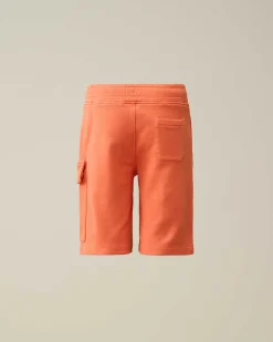 C.P. Company U16 Diagonal Fleece Cargo Shorts Gold Flame-Orange Hot