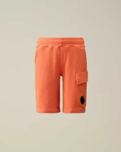 C.P. Company U16 Diagonal Fleece Cargo Shorts Gold Flame-Orange Hot