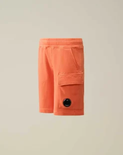 C.P. Company U16 Diagonal Fleece Cargo Shorts Gold Flame-Orange Hot