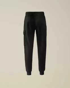 C.P. Company U16 Diagonal Fleece Cargo Sweatpants Black New