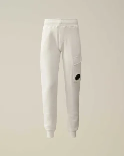 C.P. Company U16 Diagonal Fleece Cargo Sweatpants Gauze White Best Sale