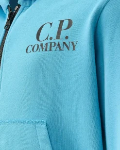 C.P. Company U16 Diagonal Fleece Goggle Hoodie Niagara-Blue Shop
