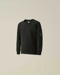 C.P. Company U16 Diagonal Fleece Lens Sweatshirt Black New