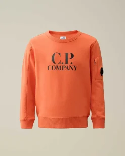 C.P. Company U16 Diagonal Fleece Logo Sweatshirt Gold Flame-Orange Shop