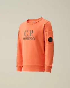 C.P. Company U16 Diagonal Fleece Logo Sweatshirt Gold Flame-Orange Shop
