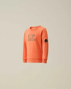 C.P. Company U16 Diagonal Fleece Logo Sweatshirt Gold Flame-Orange Fashion