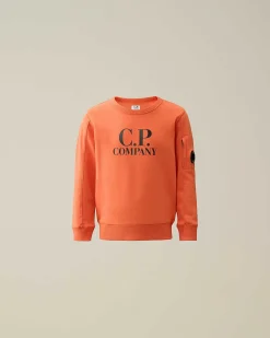 C.P. Company U16 Diagonal Fleece Logo Sweatshirt Gold Flame-Orange Fashion