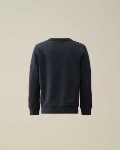 C.P. Company U16 Diagonal Fleece Logo Sweatshirt Total Eclipse-Blue Outlet