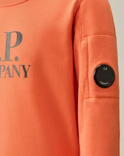 C.P. Company U16 Diagonal Fleece Logo Sweatshirt Gold Flame-Orange Sale