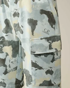 C.P. Company U16 Diagonal Fleece Printed Cargo Shorts Var.02-Multicolor Clearance