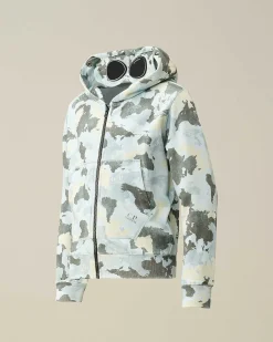 C.P. Company U16 Diagonal Fleece Printed Goggle Hoodie Var.02-Multicolor Cheap