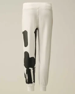 C.P. Company U16 Light Fleece Logo Sweatpants Gauze White New