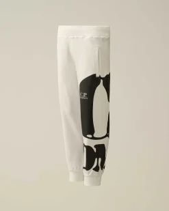 C.P. Company U16 Light Fleece Logo Sweatpants Gauze White Best Sale