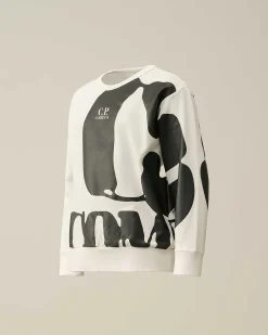C.P. Company U16 Light Fleece Logo Sweatshirt Gauze White Cheap