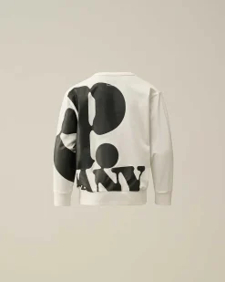 C.P. Company U16 Light Fleece Logo Sweatshirt Gauze White Best Sale