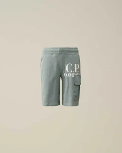 C.P. Company U16 Light Fleece Mixed Cargo Shorts Turbulence-Grey New