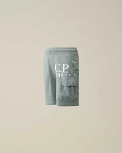 C.P. Company U16 Light Fleece Mixed Cargo Shorts Turbulence-Grey New