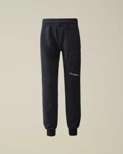 C.P. Company U16 Light Fleece Mixed Pocket Sweatpants Total Eclipse-Blue Fashion